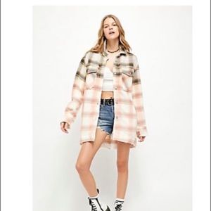Free people anneli plaid ombré shirt jacket size large new with tags NWT